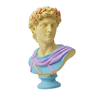 A 3D character bust in an orange shirt positioned within a green, red, and blue XYZ coordinate system